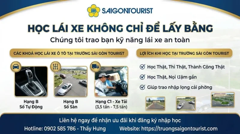 Trường Sài Gòn Tourist - Trung tâm đào tạo dạy học lái xe ô tô uy tín tại TPHCM