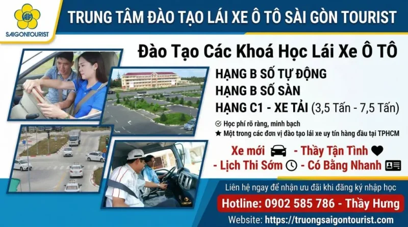 Trường Sài Gòn Tourist - Trung tâm đào tạo dạy học lái xe ô tô uy tín tại TPHCM