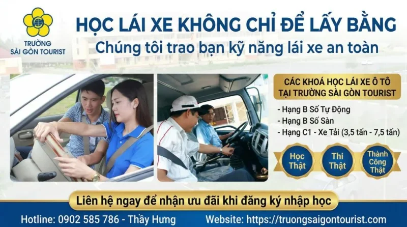 Trường Sài Gòn Tourist - Trung tâm đào tạo dạy học lái xe ô tô uy tín tại TPHCM