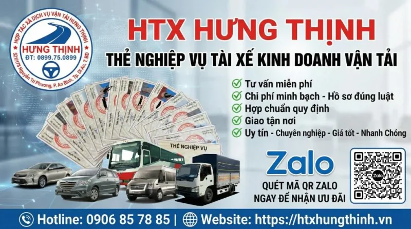 Thẻ nghiệp vụ tài xế - kinh doanh dịch vụ ô tô vận tải