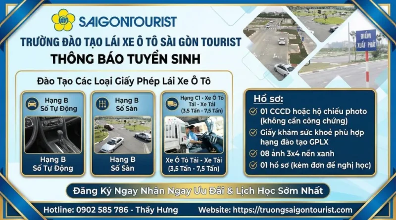 Trường Sài Gòn Tourist - Trung tâm đào tạo dạy học lái xe ô tô uy tín tại TPHCM