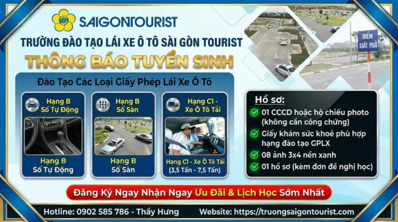 Học lái xe ô tô Quận 7 – Học nhanh, linh hoạt thời gian, gọi ngay 1 Trường Sài Gòn Tourist - Trung tâm đào tạo dạy học lái xe ô tô uy tín tại TPHCM